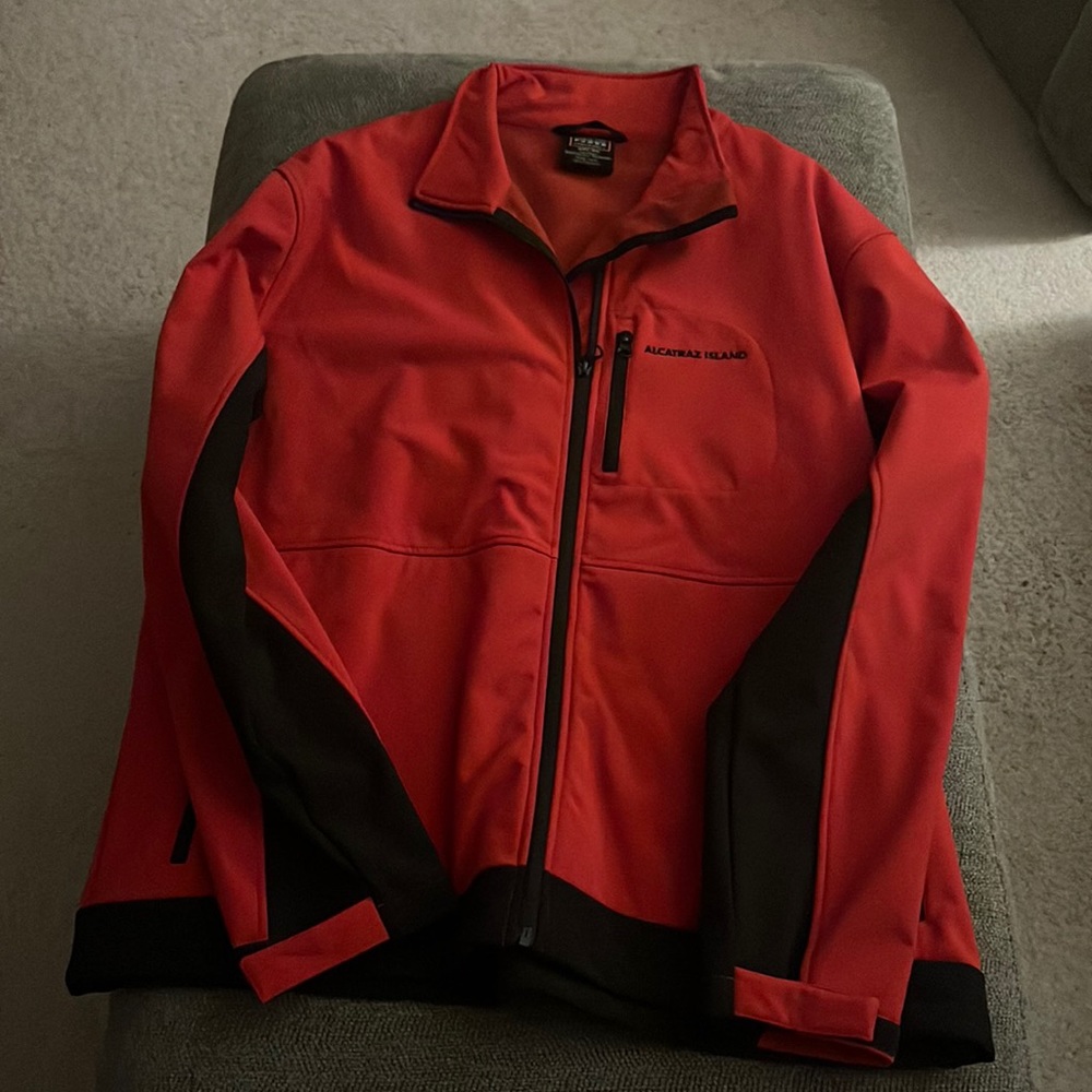 Brand new never worn red and black Alcatraz Island jacket size 2XL